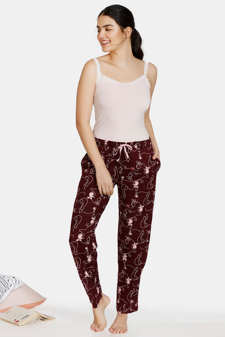 Zivame Sassy Mouse Butter-Soft Poly Knit Pyjama - Wine — image 4