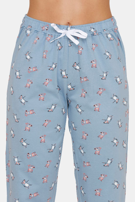 Zivame Sassy Mouse Knit Cotton Pyjama Set - Blue — image 6