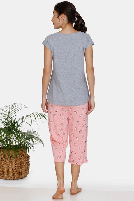 Zivame Sassy Mouse Knit Cotton Capri Set - Pink — image 3