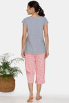 Zivame Sassy Mouse Knit Cotton Capri Set - Pink — thumbnail 3