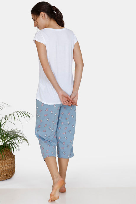 Zivame Sassy Mouse Knit Cotton Capri Set - Blue — image 3