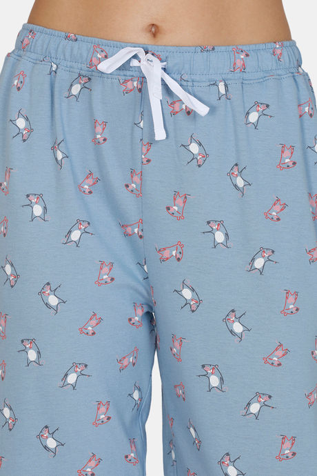 Zivame Sassy Mouse Knit Cotton Capri Set - Blue — image 6