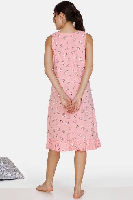 Zivame Sassy Mouse Knit Cotton Knee Length Nightdress - Candy Pink — image 3