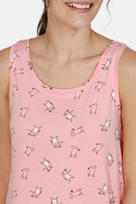 Zivame Sassy Mouse Knit Cotton Knee Length Nightdress - Candy Pink — image 5