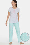 Zivame Sassy Mouse Poly Elastane Pyjama Set - Green — thumbnail 1