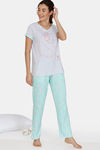 Zivame Sassy Mouse Poly Elastane Pyjama Set - Green — thumbnail 4