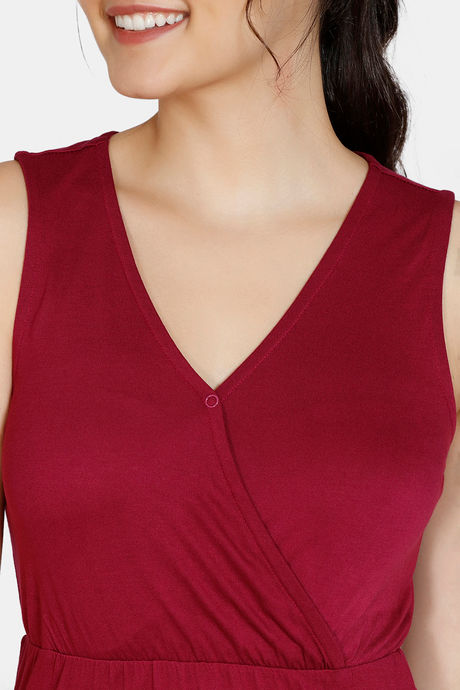 Zivame Matte & Shine Viscose Mid Length Nightdress - Purple — image 4