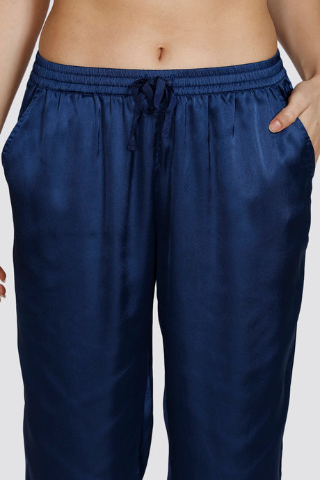 Zivame Soft Ruffles Satin Pyjama Set - Medieval Blue — image 5