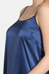 Zivame Soft Ruffles Satin Mid Length Nightdress - Medieval Blue — thumbnail 4