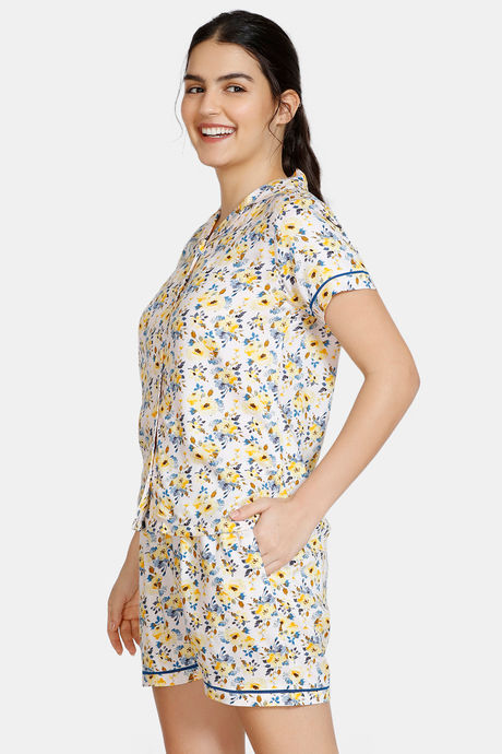 Zivame Bohemian Magic Rayon Shorts Set - Yellow — image 2