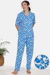 Zivame Bohemian Magic Rayon Pyjama Set - Blue — thumbnail 1