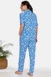 Zivame Bohemian Magic Rayon Pyjama Set - Blue — thumbnail 3