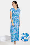 Zivame Bohemian Magic Rayon Full Length Nightdress - French Blue — thumbnail 1