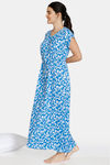 Zivame Bohemian Magic Rayon Full Length Nightdress - French Blue — thumbnail 2