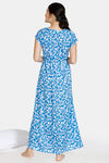 Zivame Bohemian Magic Rayon Full Length Nightdress - French Blue — thumbnail 3