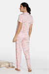 Zivame Fun & Frolic Knit Cotton Pyjama Set - Pink — thumbnail 3