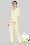 Zivame Paper Town Knit Cotton Pyjama Set - Yellow — thumbnail 1