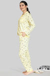 Zivame Paper Town Knit Cotton Pyjama Set - Yellow — thumbnail 2