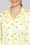 Zivame Paper Town Knit Cotton Pyjama Set - Yellow — thumbnail 4