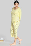Zivame Paper Town Knit Cotton Capri Set - Yellow — thumbnail 2