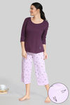 Zivame Paper Town Knit Cotton Capri Set - lavender — thumbnail 1