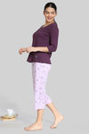 Zivame Paper Town Knit Cotton Capri Set - lavender — thumbnail 2