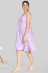 Zivame Paper Town Knit Cotton Knee Length Nightdress - Lavender — thumbnail 2