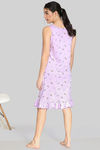 Zivame Paper Town Knit Cotton Knee Length Nightdress - Lavender — thumbnail 3