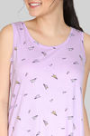 Zivame Paper Town Knit Cotton Knee Length Nightdress - Lavender — thumbnail 4