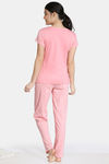 Zivame Paper Town Knit Cotton Pyjama Set - Pink Icing — thumbnail 3