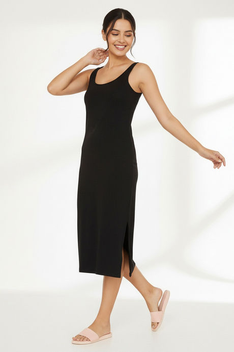 Zivame Knit Cotton Kurti Slip - Black — image 2