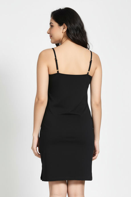 Zivame Knit Cotton Kurti Slip - Black — image 3