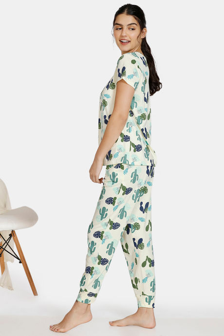 Zivame Texas Dreaming Knit Cotton Pyjama Set - Yellow — image 2