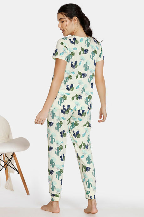Zivame Texas Dreaming Knit Cotton Pyjama Set - Yellow — image 3