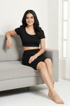 Zivame Knit Cotton Layering Skirt - Black — thumbnail 4