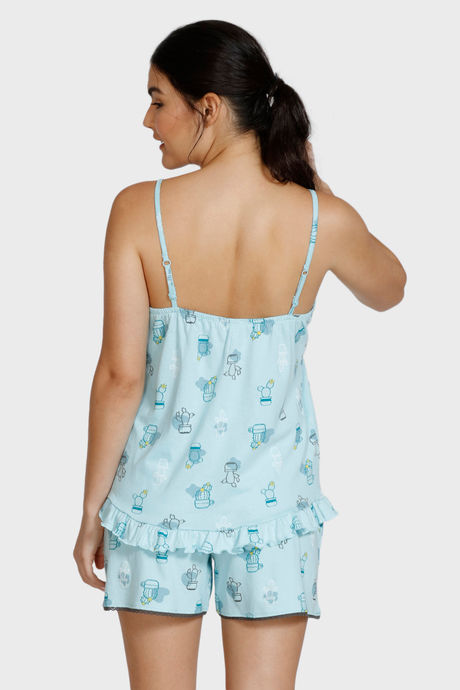 Zivame Texas Dreaming Knit Cotton Shorts Set - Blue — image 3