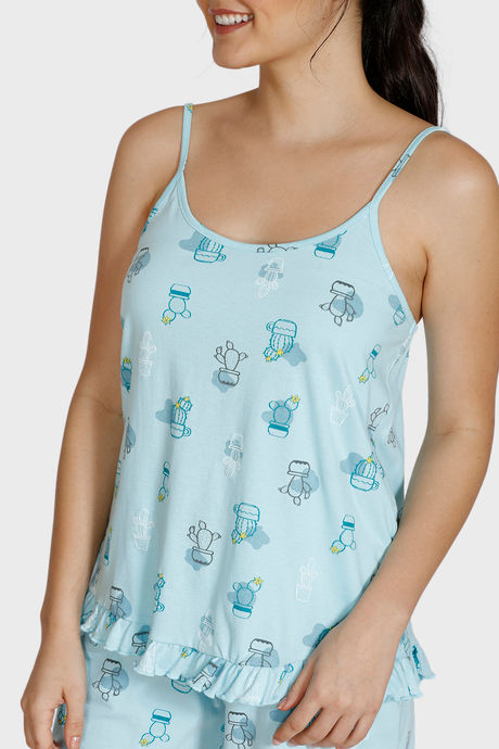 Zivame Texas Dreaming Knit Cotton Shorts Set - Blue — image 4