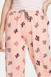 Zivame Texas Dreaming Knit Cotton Pyjama - Peach — thumbnail 5