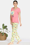 Zivame Bob & Berry Knit Cotton Pyjama Set - Lime Yellow — thumbnail 2