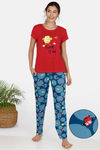 Zivame Bob & Berry Poly Elastane Pyjama Set - Teal — thumbnail 1