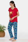 Zivame Bob & Berry Poly Elastane Pyjama Set - Teal — thumbnail 2