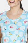 Zivame Bob & Berry Knit Cotton Mid Length Nightdress - Blue — thumbnail 4