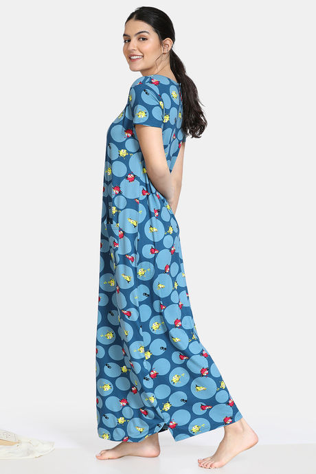 Zivame Bob & Berry Butter-Soft Poly Knit Mid Length Nightdress -Teal — image 2