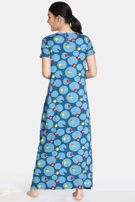 Zivame Bob & Berry Butter-Soft Poly Knit Mid Length Nightdress -Teal — image 3