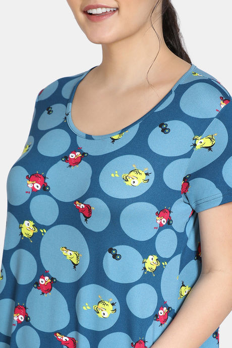 Zivame Bob & Berry Butter-Soft Poly Knit Mid Length Nightdress -Teal — image 4