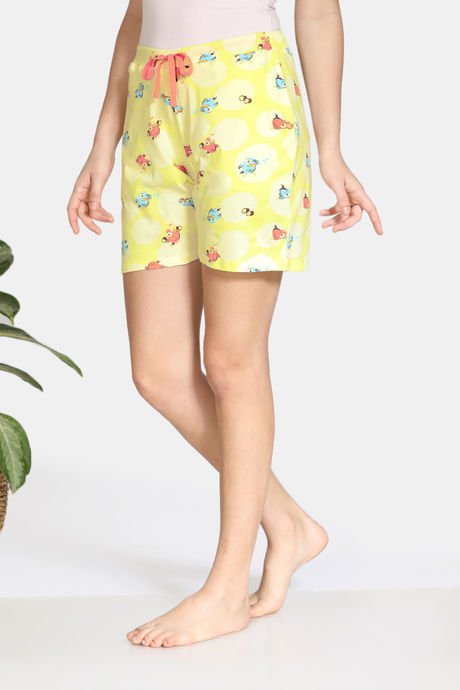 Zivame Bob & Berry Knit Cotton Shorts - Lime Yellow — image 2