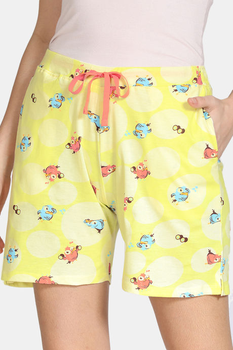 Zivame Bob & Berry Knit Cotton Shorts - Lime Yellow — image 4