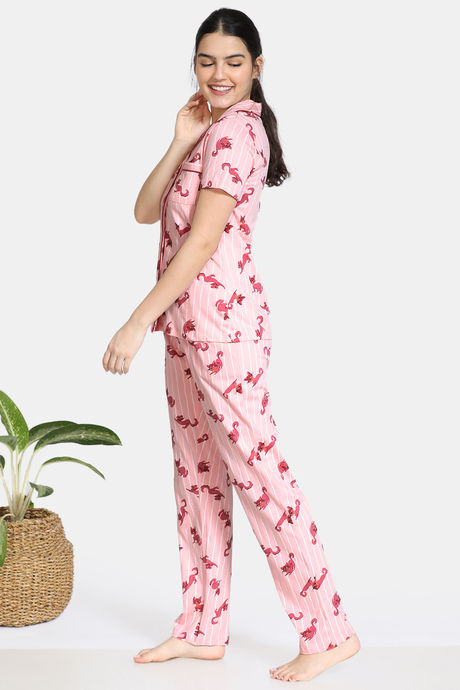 Zivame Bob & Berry Knit Cotton Pyjama Set - Powder Pink — image 2