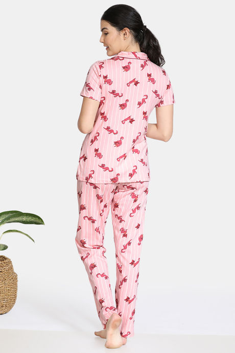 Zivame Bob & Berry Knit Cotton Pyjama Set - Powder Pink — image 3