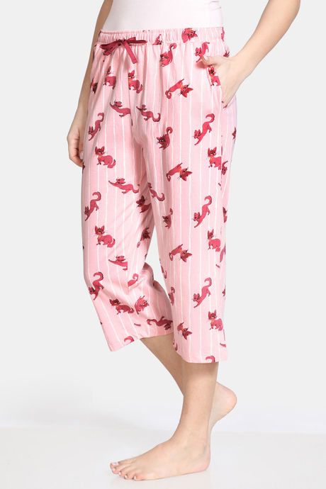 Zivame Bob & Berry Knit Cotton Capri - Powder Pink — image 2